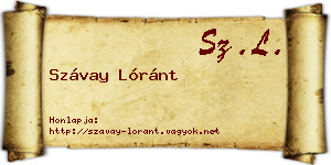 Szávay Lóránt névjegykártya